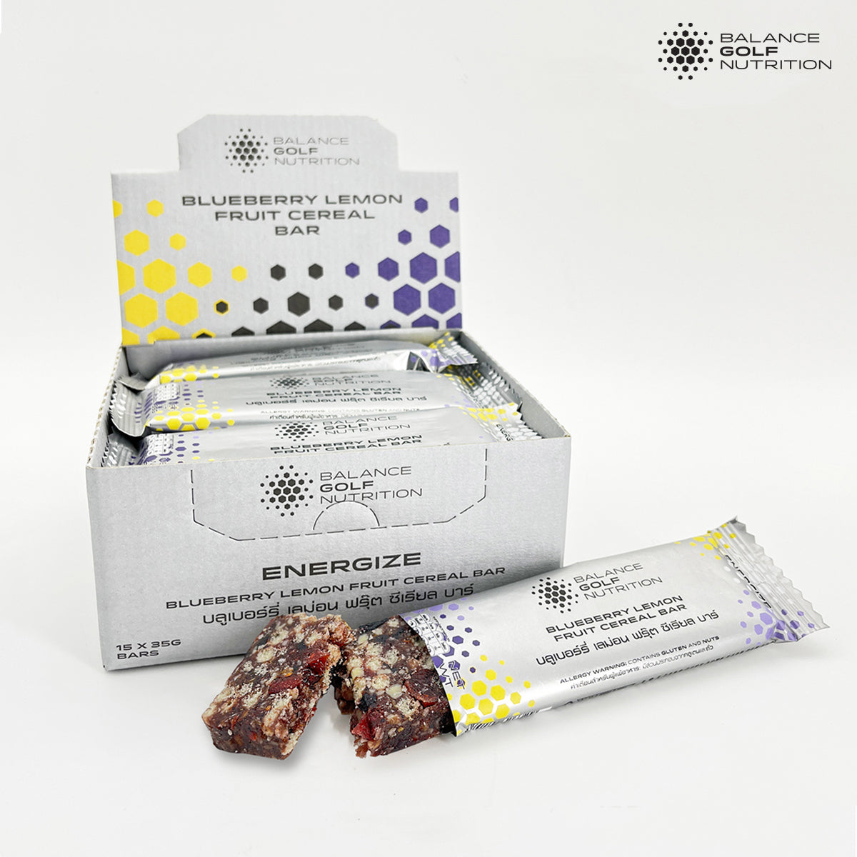 Balance Golf Nutrition - Energize Fruit Bar (Blueberry Lemon), 1 Box (15 Pcs)